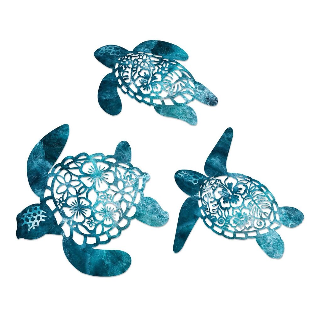 6599 Metal Turtle Wall Decor - Beach Bathroom Decor -Vintage Coastal